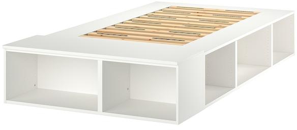 PLATSA Bed frame with storage, white, 140x200 cm - IKEA