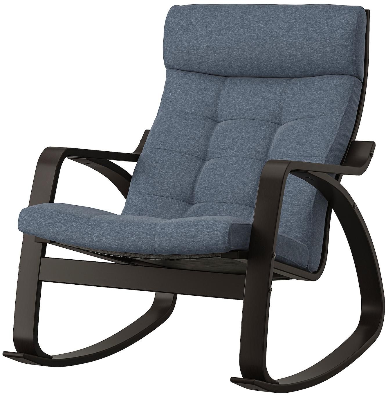 POÄNG Rocking-chair - black-brown/Gunnared blue