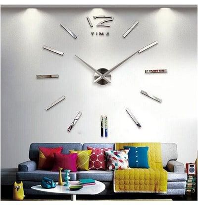 ملصق ساعة للحائط بتصميم ثلاثي الأبعاد عصري من الأكريليك العاكس لديكور المنزل يمكنك تعليقها بنفسك متعدد الألوان