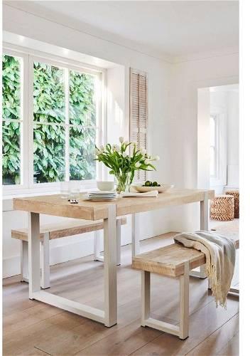 Dining Set, 3 Pieces, White / Wooden - DIN46