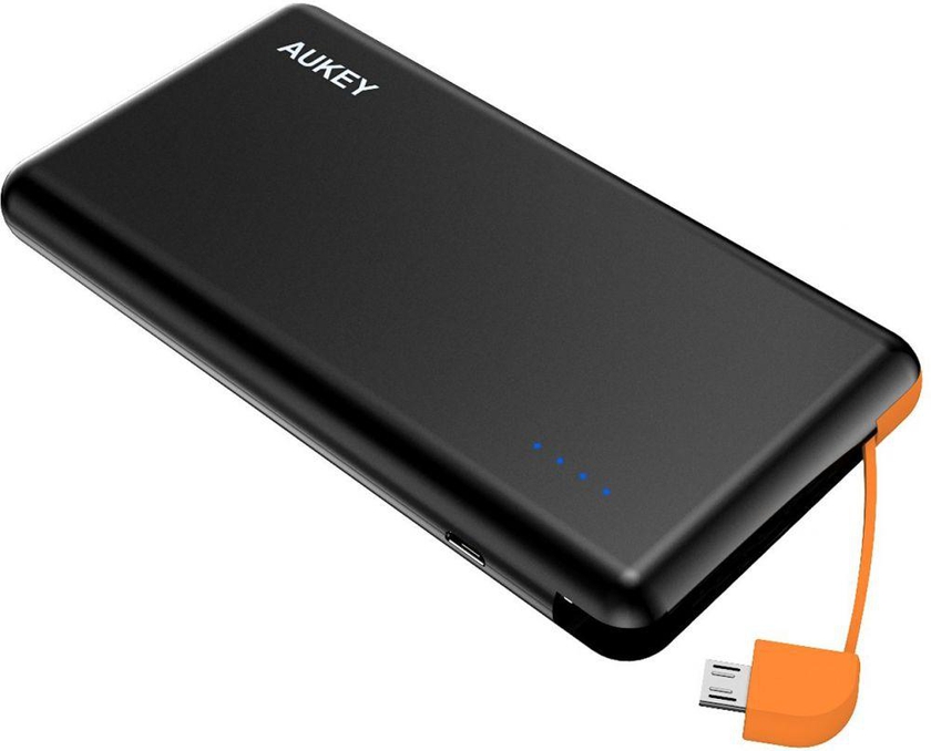 AUKEY Portable Charger 8000mAh with Built in Micro USB Cable, 5V 2A Input Output for SmartPhone