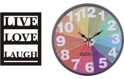 B72 Wooden Round Analog Wall Clock With Live Wooden Tableau Multicolour 40cm