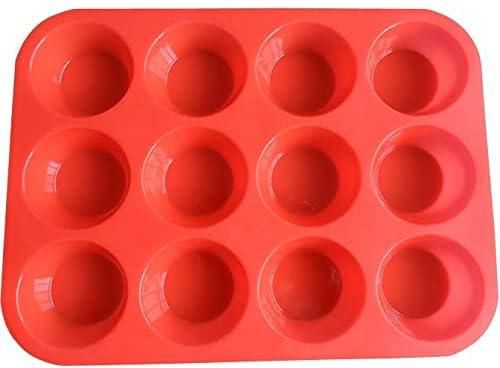 one year warranty_Silicone Muffin Pan Silicone Cupcake Baking Cups, Non Stick 12 Cups Silicone Molds(Red) 9988842