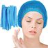 قبعات منتفخة للاستعمال مرة واحدة 100 قطعة، 21 بوصة شبكة شعر، غطاء غبار مرن لخدمة الطعام، غطاء رأس للنوم (أزرق)