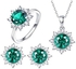 Cubic Zirconia Snowflake Pendant Necklace Stud Earrings Ring Jewelry Set