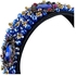 MOONSTONE Wide Brim Oval Rhinestone Crystal Embellished Beaded Fashion Headband Tiara for Girls and Women, Handmade, 40mm, Adjustable Size, Blue