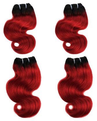 Pack Of 4 Wavy Hair Extension Black/Red