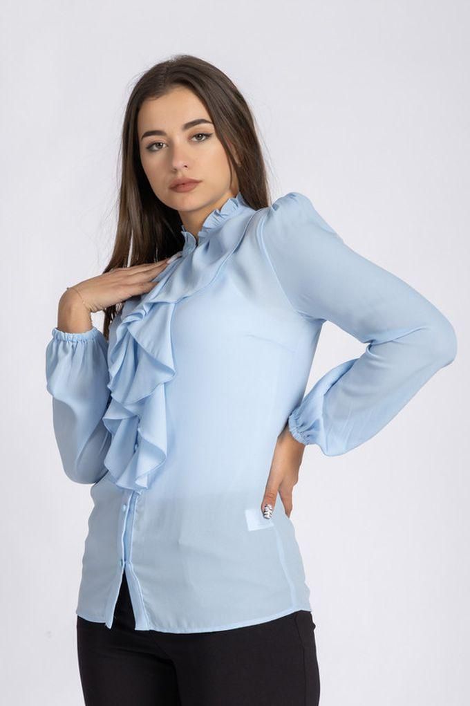 Esla Ruffled Classic Polyester Shirt - Baby Blue