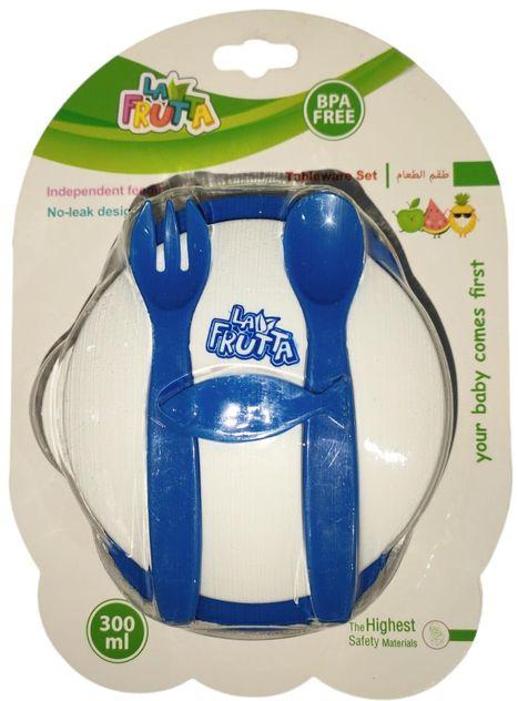 La Frutta Plate + Spoon And Fork Set For Kids - Blue