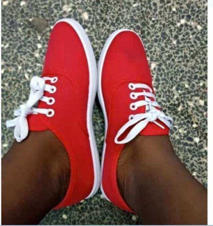 Fashion Trendy No Fade Women Laced Rubber Shoes- Red