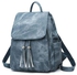 حقيبة ظهر من مادة البولي يوريثان مع محفظة مزينة بأشكال الشرابة أزرق/ أبيض