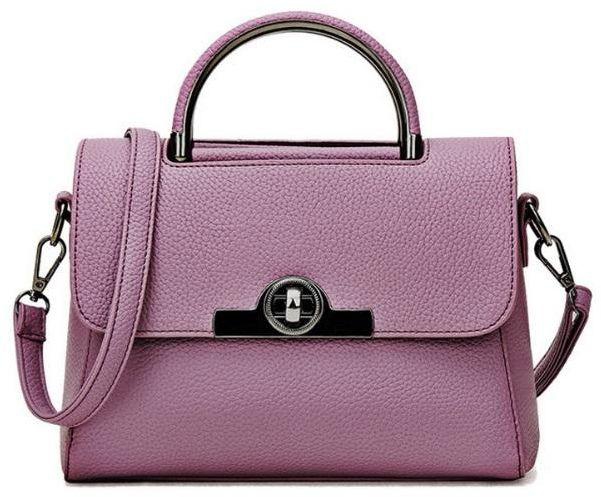 Fashion Litchi Grain Women Shoulder Leather Handbag Purple