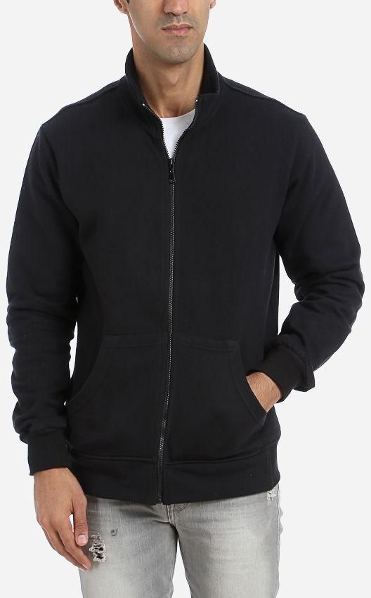 Basix Casual Zipped Sweatshirt - Black