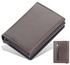 Wallet Card Holder Leather Wallet Pouch with Magnetic Closure and Zipper Change Pocket Aluminum Card Holder Auto Button for Graduating Exit Cards Holder Holder with Small Cash Pocket (Dark Brown)