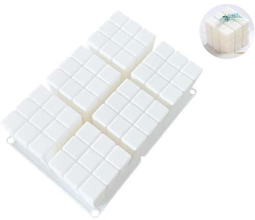 Yuniverse 6 Cavity 3D Rubik’s Cube mold,Silicone Molds Baking for Mousse Cake - 22.2 x 15.1 x 6 cm