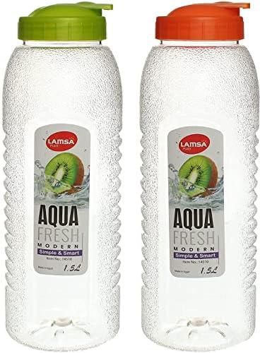 Lamsa Plast Aqua Fresh Plastic Water Bottle, 1.5 Liter, 2 Pieces - Multi Color, 1.5 L