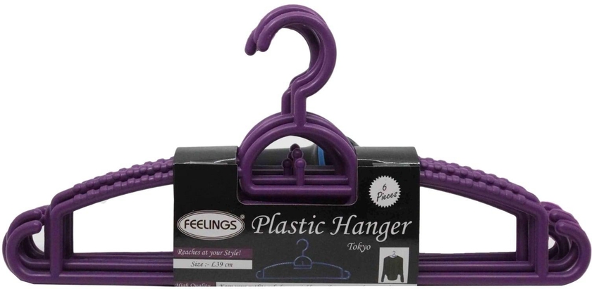 Feelings Plastic Cloth Hanger Assorted 39cm 6 PCS