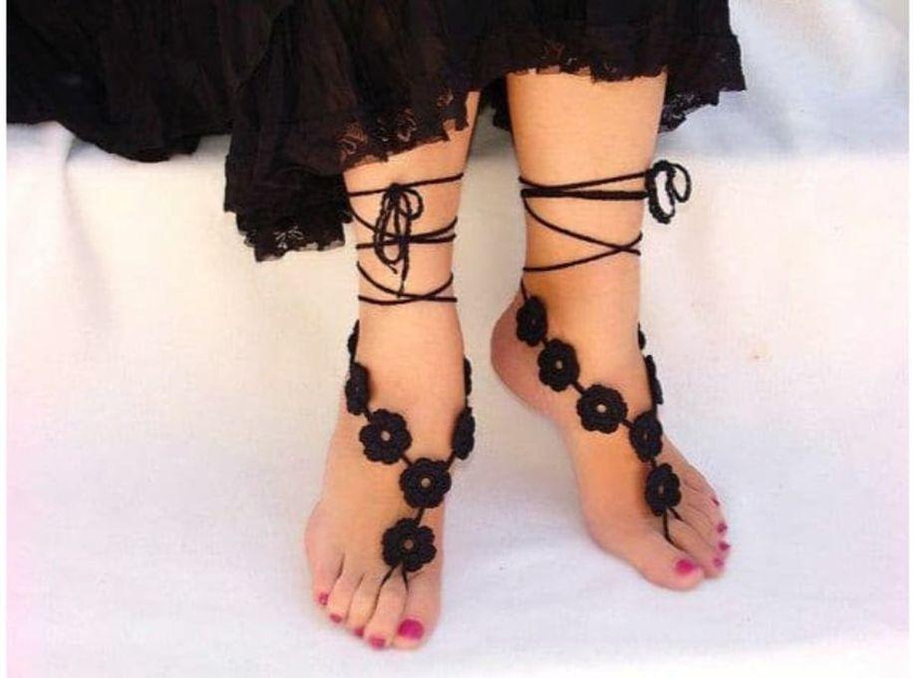 Handmade Barefoot Sandals-black