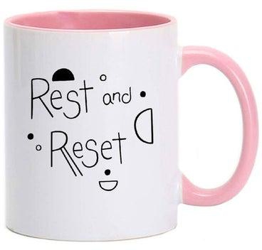 Rest And Reset Mug Pink/White 11ounce