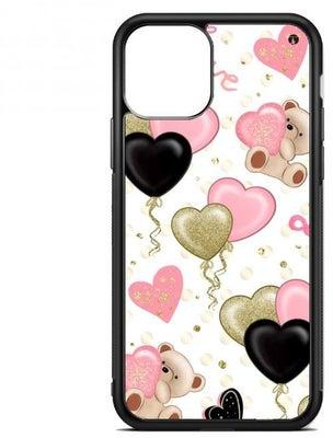 PRINTED Phone Cover FOR IPHONE 12 PRO Teddy bear and love hearts balloons