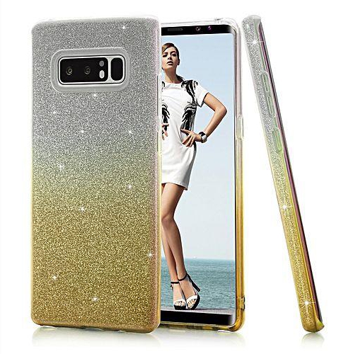Fashion Case 3 In 1 Flexible Gradient Ultra Thin Tpu Soft Glitter Paper Forsted Pc Hard Back Cover - Case For Samsung Galaxy Note 8 -Gold