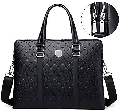13.5" Leather Messenger Bag Briefcase Laptop Bag for Men - Compatible with 13-13.3 inch Laptop MacBook Pro/MacBook Air/iPad Pro 12.9" (Black)