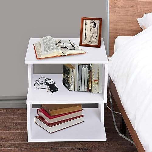 Home Gallery modern square 2 tier wooden side table - white w40 x h43 x d40