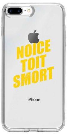 غطاء حماية واقٍ مزين بطبعة لعبارة "Noice Toit Smort" لهاتف أبل آيفون 7 بلس أصفر/شفاف