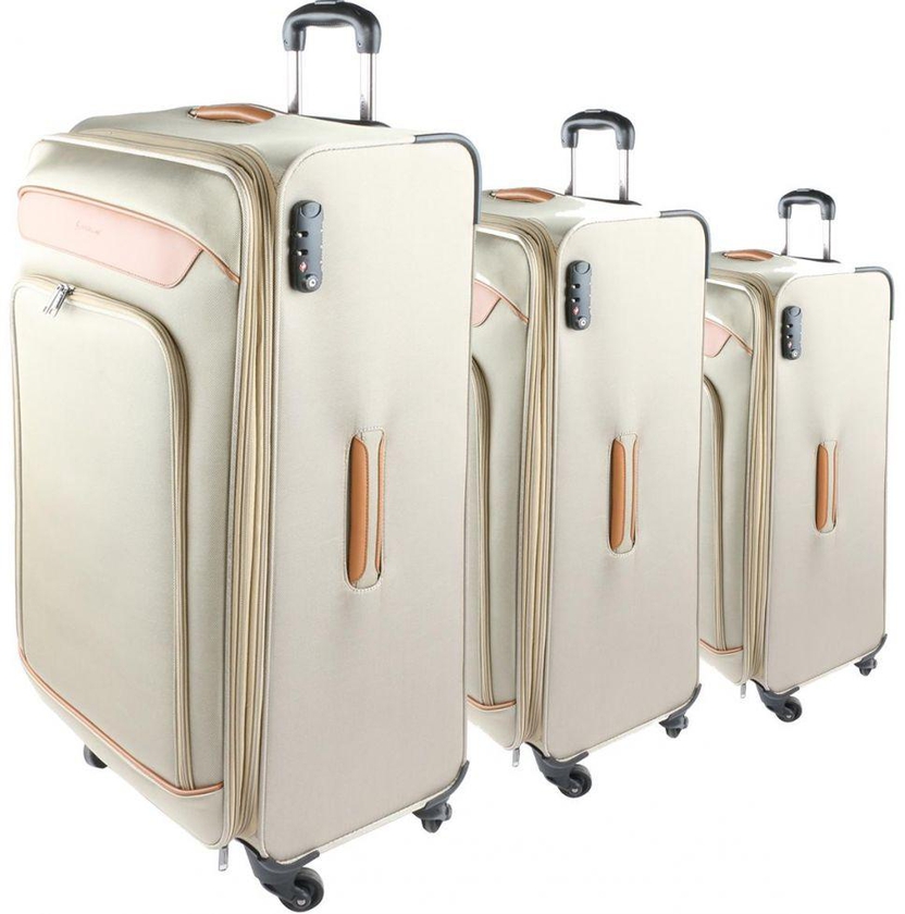 Travel Bags Set with Wheels by Magellan, 3 Pieces, Beige