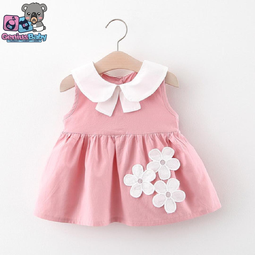 Genius Baby House 3m-3y Baby Clothing Girl Cotton Long Dress C1901 - 4 Sizes (Pink)