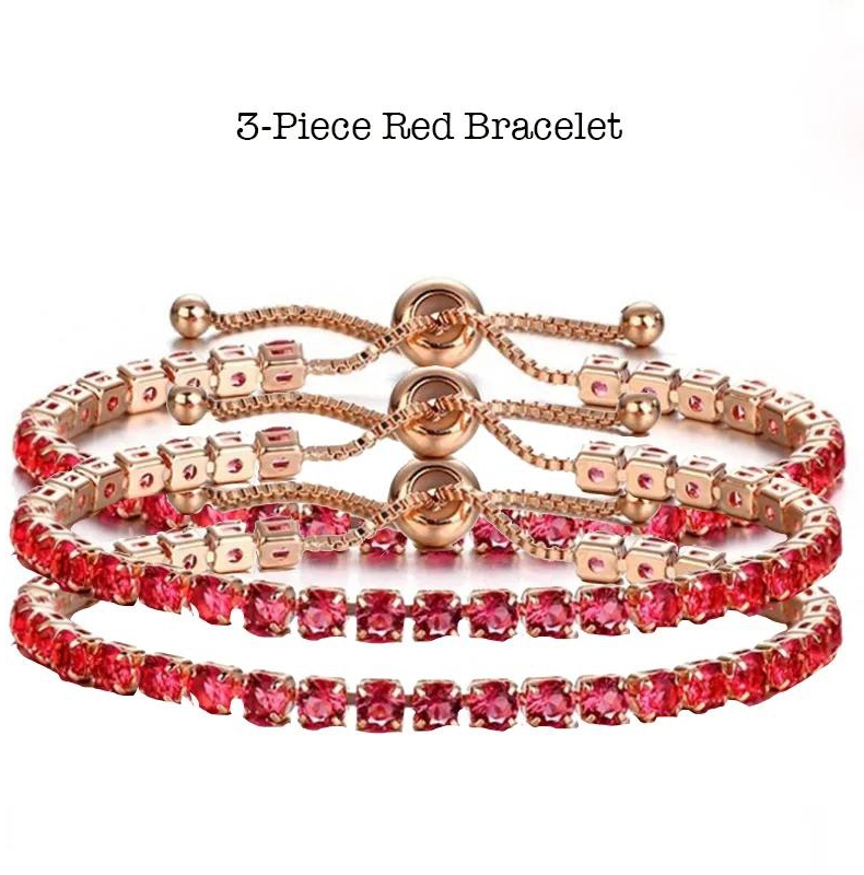 3-piece Crystal bracelet Slightly luxurious inlaid zircon bracelet Women's adjustable length fashion bracelet