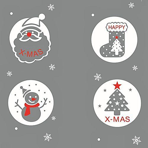 Generic M - 54 Christmas Wall / Glass Sticker Santa Claus Snowflake Pattern-Red With White