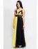 Hidden Beauty Lingerie Long Robe Nightdress Black & Yellow - Free Size - Fits Up to Bust Size 36