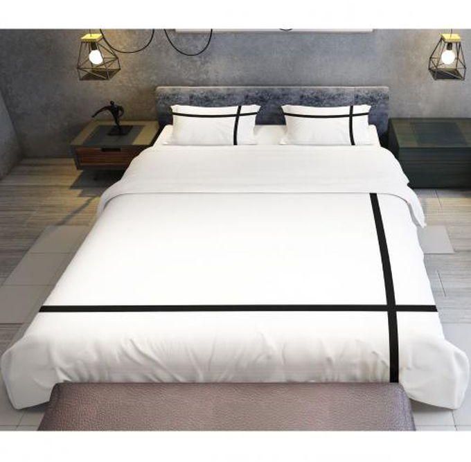 Bed N Home Decorative Duvet Cover Set, Plain, White, Black Cross Design