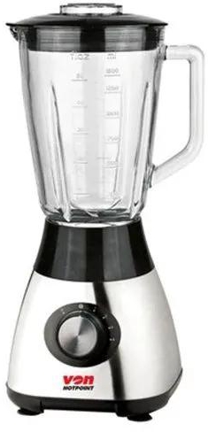 Hotpoint Von Cookware  VSBT06MYS Blender 1.5L, Glass Jar, 600W, 4 Speed - Stainless Steel