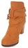 Fashion Women Vintage Pointed Thick Heel Ankle Boots - Light Brown
