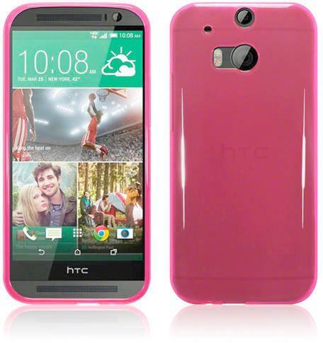 Transparent soft TPU silicone protective case cover with Screen Protector for HTC One M8 – PINK