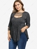 Plus Size Striped Marled Ruched Long Sleeves T-shirt - M | Us 10