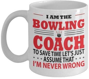 Bowling Coach Printed Coffee Mug White/Black/Red 8x9.5x8centimeter