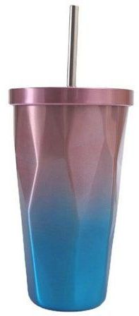 Stainless Steel Insulated Coffee Tumbler Cup with Lid and Straw Pink/Blue