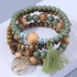 4 Beaded Bracelets With Stretchy Layers In Green