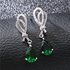 Bow Knot Drop Shape Zircon Earring ( Emerald Green)