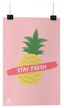 Pineapple Printed A4 Poster Pink/Yellow/Green 20cm