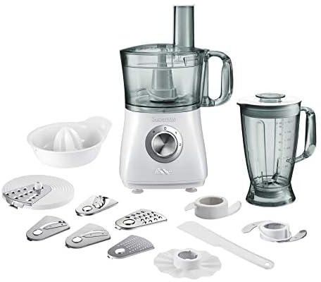 Feller Germany 700W Multi-functional Food Processor with 9 Blades, 1.8L Blender, Citrus Juicer, French Fry Disk, Dough Maker Blade, Emulsify Disk, Spatula, FPB200, 2Y Guarantee-UAE Version (White)