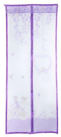 Generic Couple Pattern Magnetic Screen Door Anti-mosquito Magnet Mesh Gate - Purple