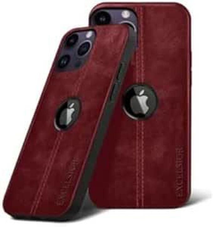 Next store Genuine Leather Back Case with Velvet Lining Inside Raised Edges Full Camera Protection Bumper Cover Compatible with iPhone 14 Pro Max - By Next store