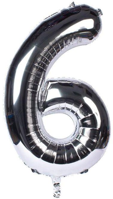 High Quality Number 6 Empty Foil Helium Balloon Party, Birthday, Anniversary-32Inch - (80cm) Silver