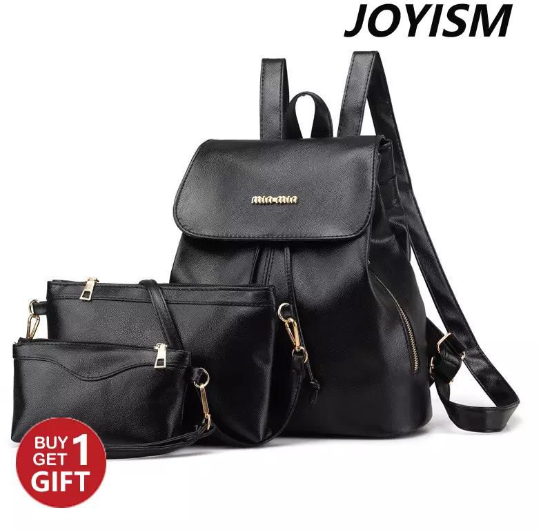 Joyism New Fashion Women  PU leather  Handbag Tote Portable Backpack Black f