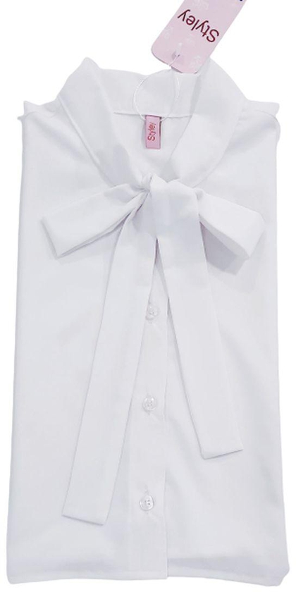 Styley ياقة قميص مع فيونكة لون أبيض تلبس تحت البلوزة ذات الياقة الواسعة لتغطية الرقبة بشكل أنيق ومريح