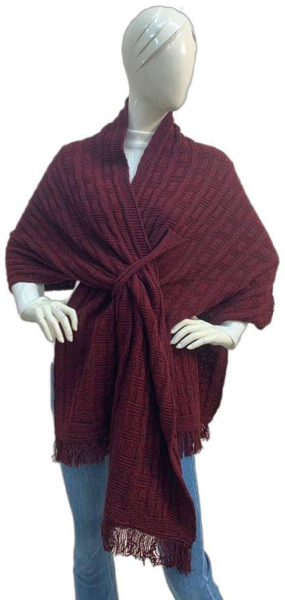Soft Knitted Shawl Red_Wine.